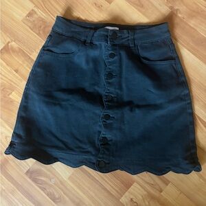 Pink Lily Black Button-Front Mini Skirt